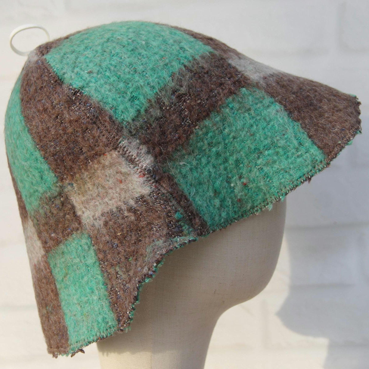 Eco-Friendly Wool Sauna Hat Upcycled Vintage Wool Blanket 13.5 x 8.5 in