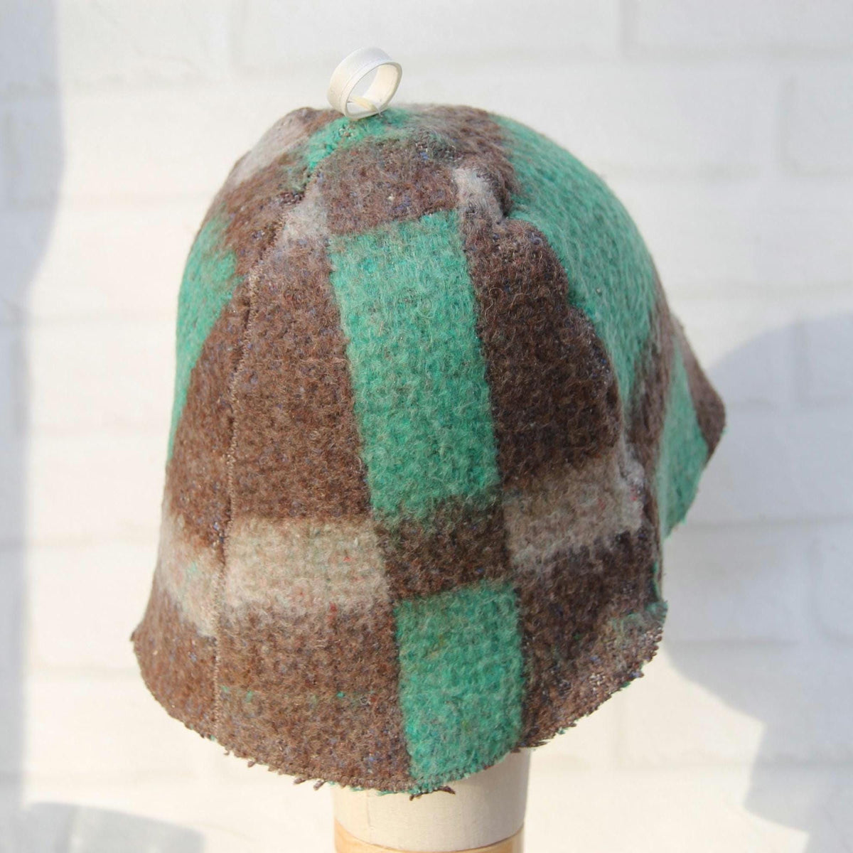 Eco-Friendly Wool Sauna Hat Upcycled Vintage Wool Blanket 13.5 x 8.5 in