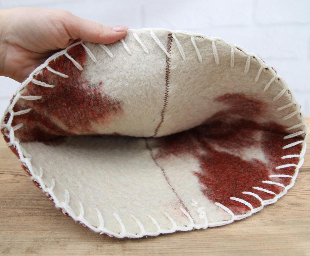 Upcycled Wool Sauna Hat, Vintage Blanket Banya Cap, Eco-Friendly Spa Accessory