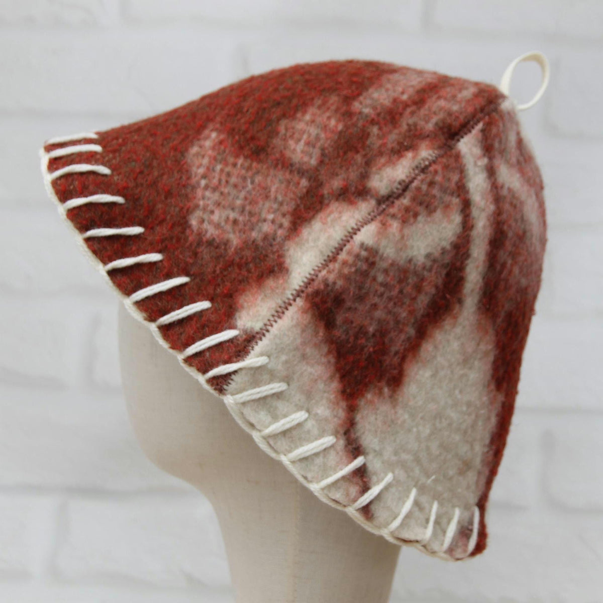 Upcycled Wool Sauna Hat, Vintage Blanket Banya Cap, Eco-Friendly Spa Accessory