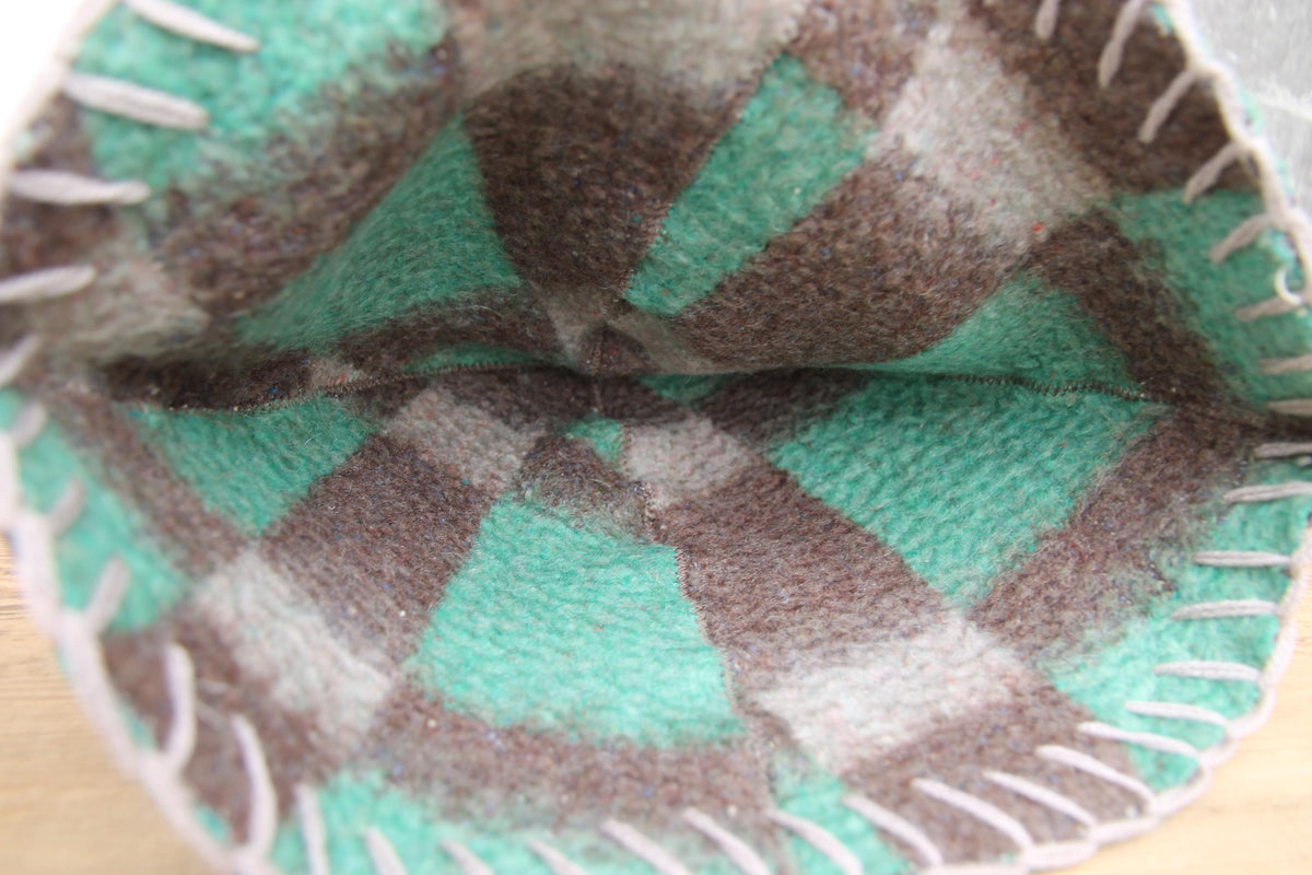 Upcycled Wool Sauna Hat , Eco-Friendly Bath House Cap , Gray and Green