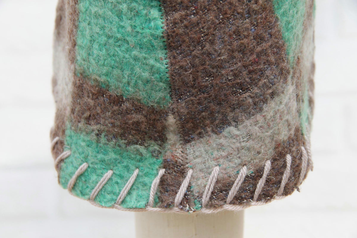 Upcycled Wool Sauna Hat , Eco-Friendly Bath House Cap , Gray and Green