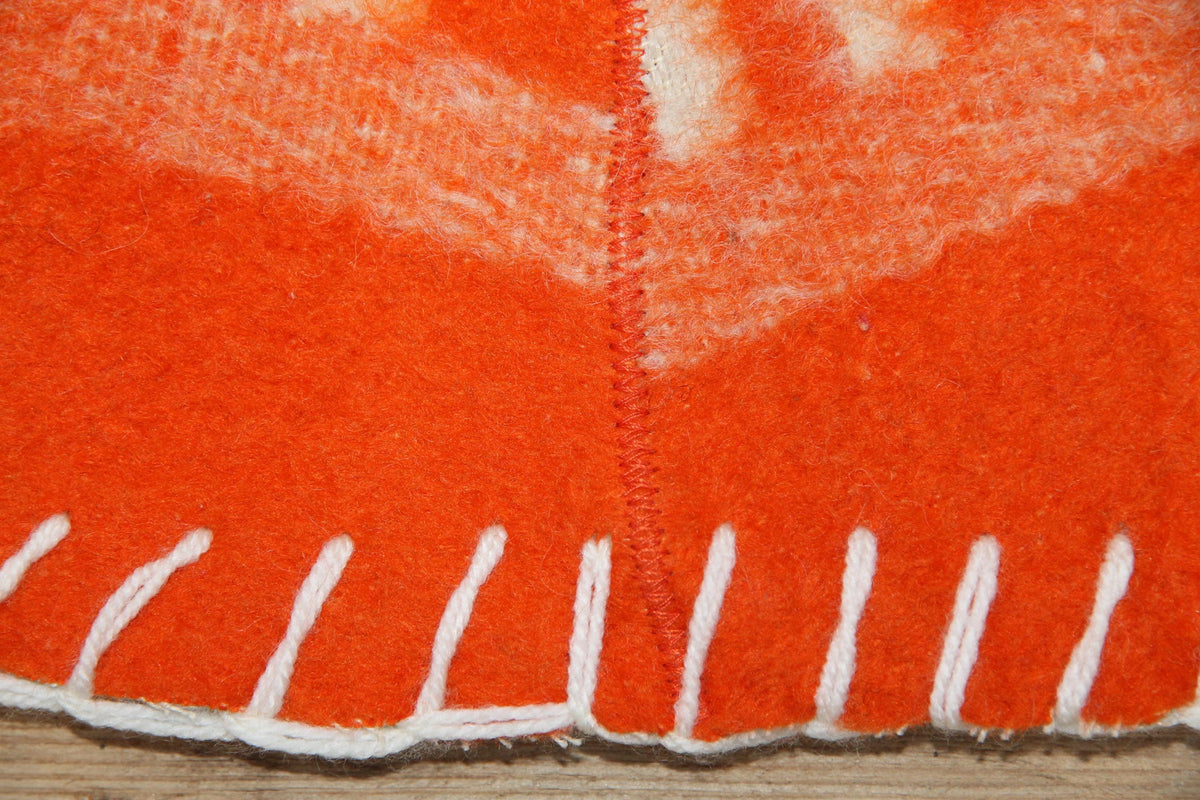 Vibrant Orange Eco-Friendly Wool Sauna Hat – Upcycled Artisan Protection