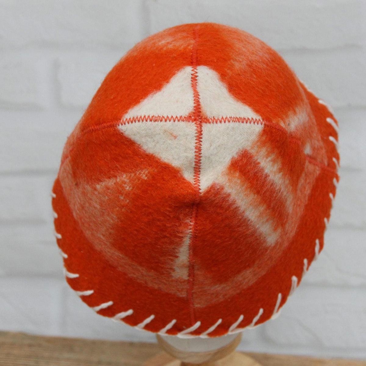 Vibrant Orange Eco-Friendly Wool Sauna Hat – Upcycled Artisan Protection