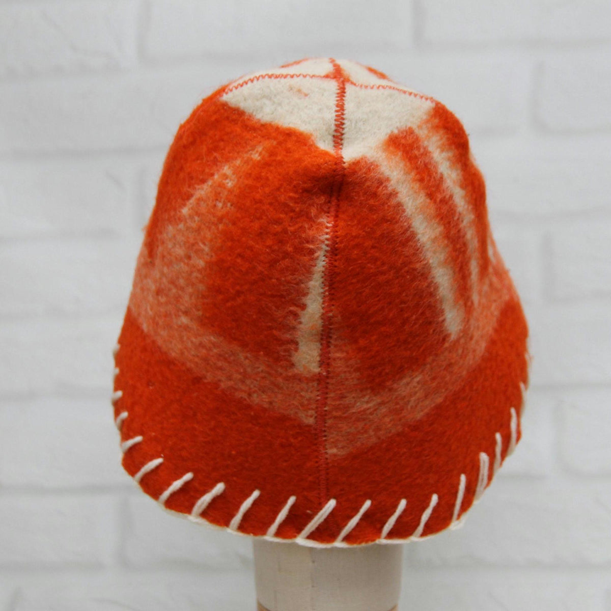 Vibrant Orange Eco-Friendly Wool Sauna Hat – Upcycled Artisan Protection