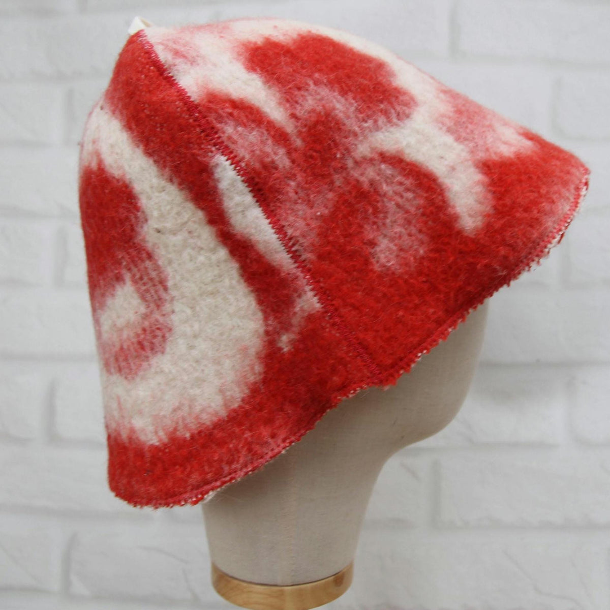 Upcycled Wool Sauna Hat, Vintage Blanket Banya Cap, Eco-Friendly Felted Bathing Headwear