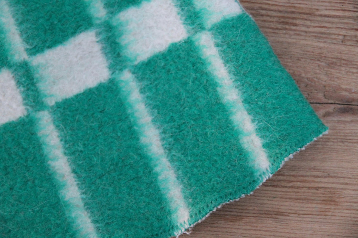 Reversible Wool Sauna Hat, Green Plaid Felt Spa Headwear, Eco-Friendly Reclaimed Wool