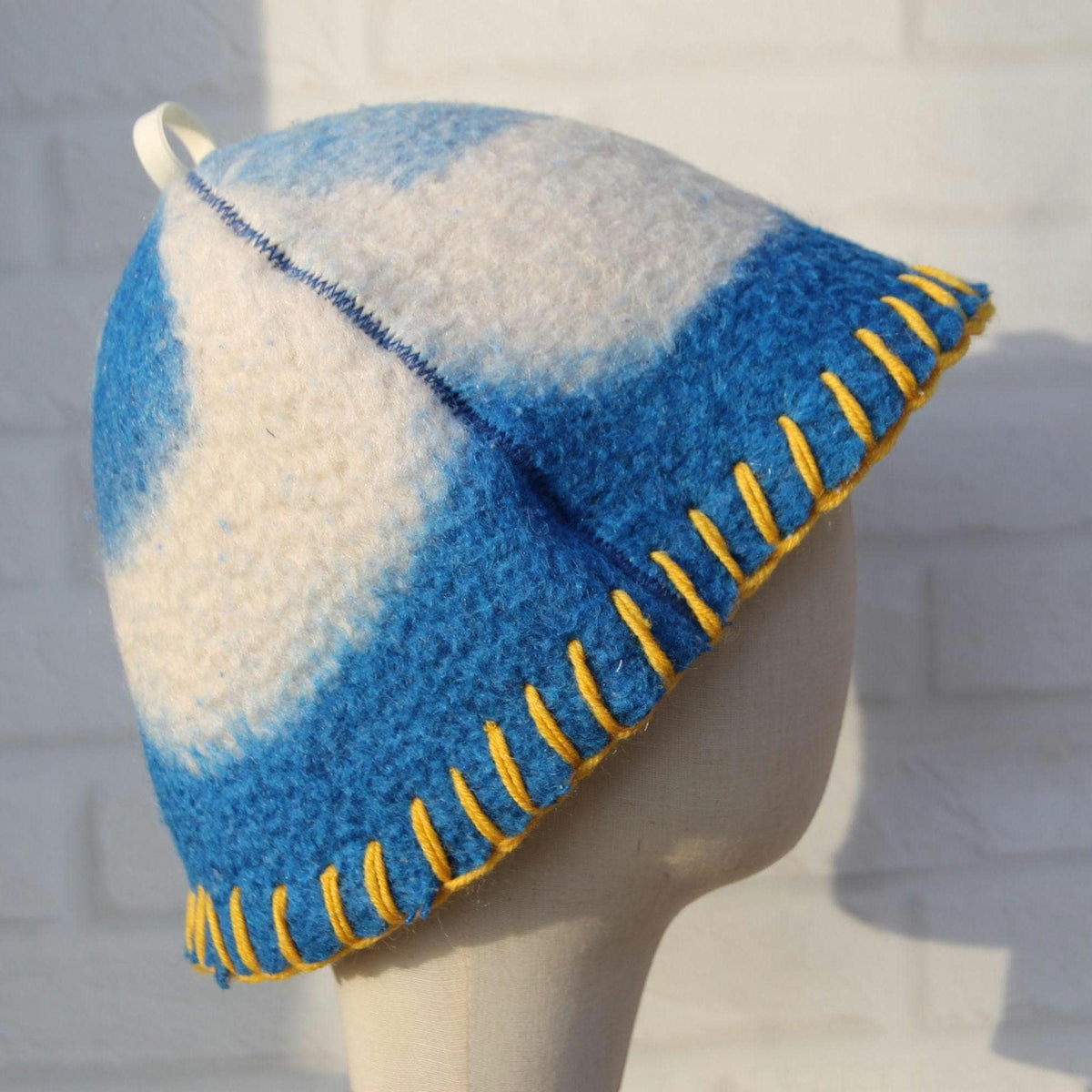 Reversible Wool Sauna Hat , Upcycled Vintage Blanket , Handcrafted Protection for Banya Spa