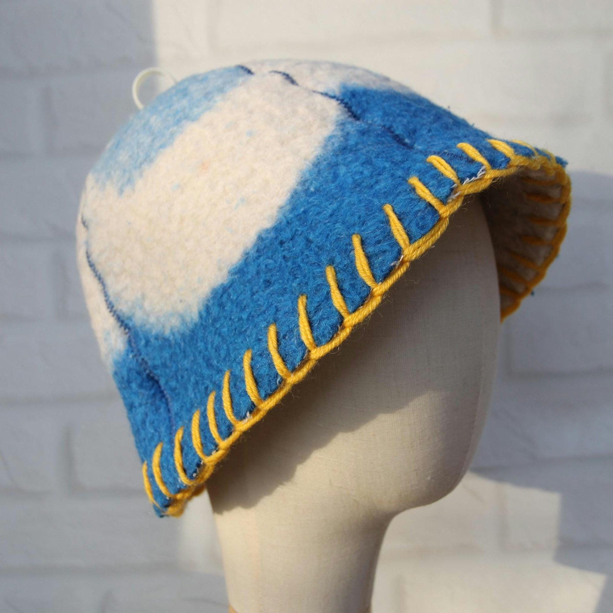 Reversible Wool Sauna Hat , Upcycled Vintage Blanket , Handcrafted Protection for Banya Spa