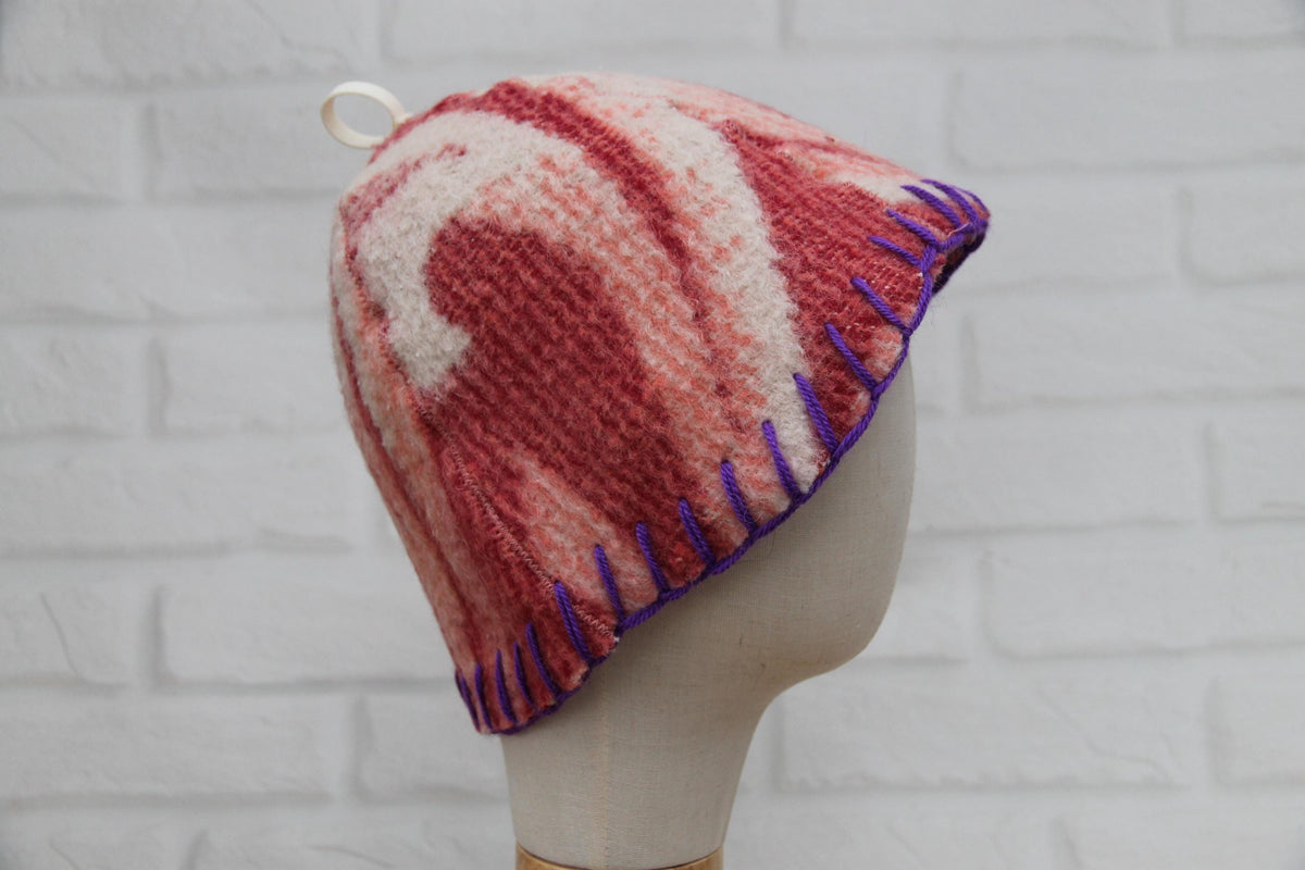 Upcycled Wool Sauna Hat , Reclaimed Vintage Wool Blanket , Eco-Friendly Spa Accessory