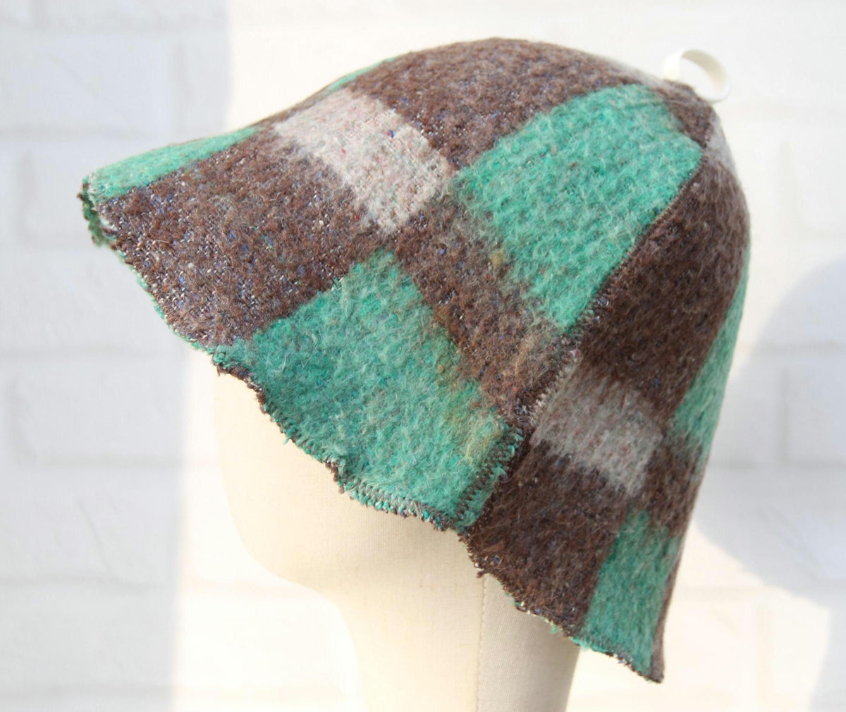 Eco-Friendly Wool Sauna Hat Upcycled Vintage Wool Blanket 13.5 x 8.5 in