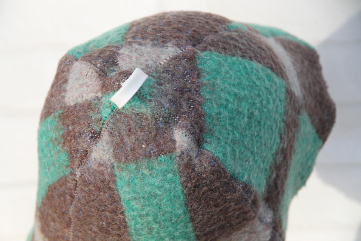 Eco-Friendly Wool Sauna Hat Upcycled Vintage Wool Blanket 13.5 x 8.5 in