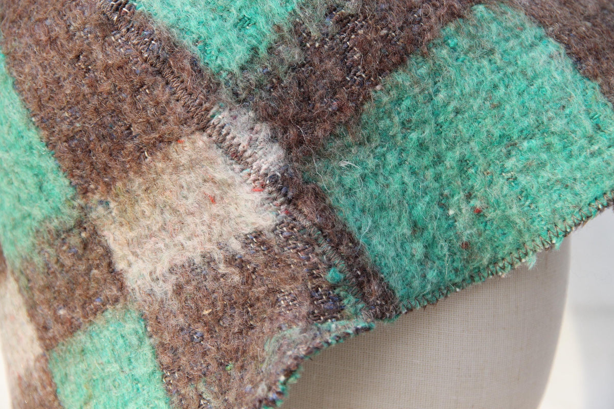 Eco-Friendly Wool Sauna Hat Upcycled Vintage Wool Blanket 13.5 x 8.5 in