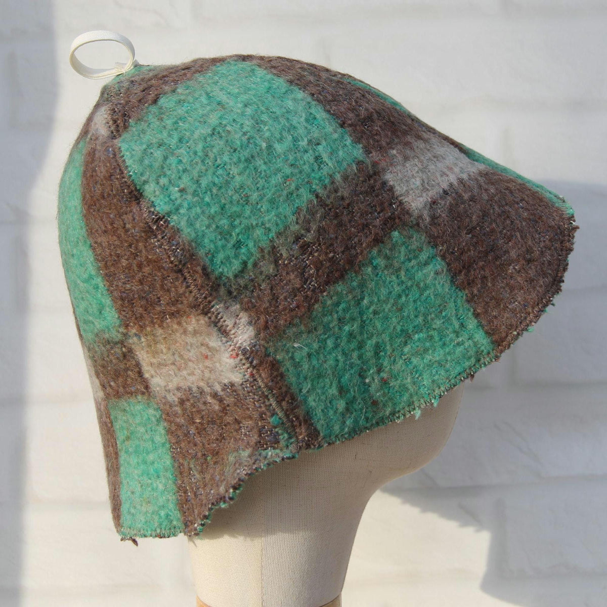 Eco-Friendly Wool Sauna Hat Upcycled Vintage Wool Blanket 13.5 x 8.5 in