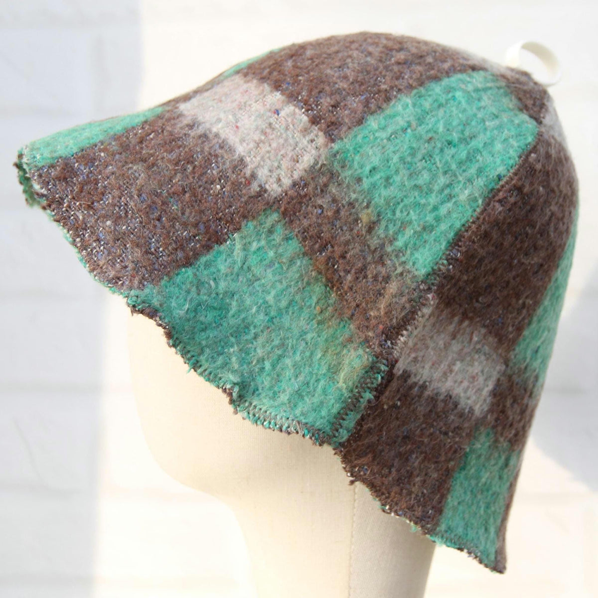 Eco-Friendly Wool Sauna Hat Upcycled Vintage Wool Blanket 13.5 x 8.5 in