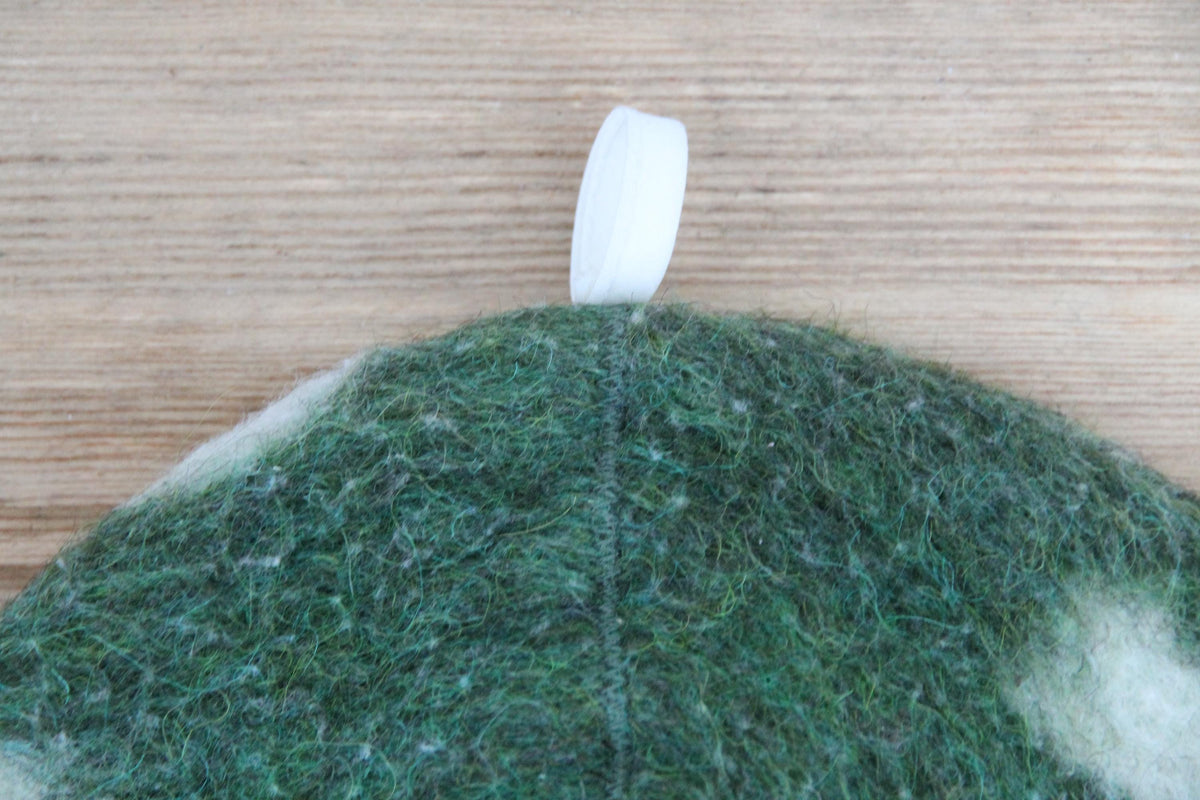 Upcycled Wool Sauna Hat – Green Floral Banya Cap, Eco-Friendly Accessory
