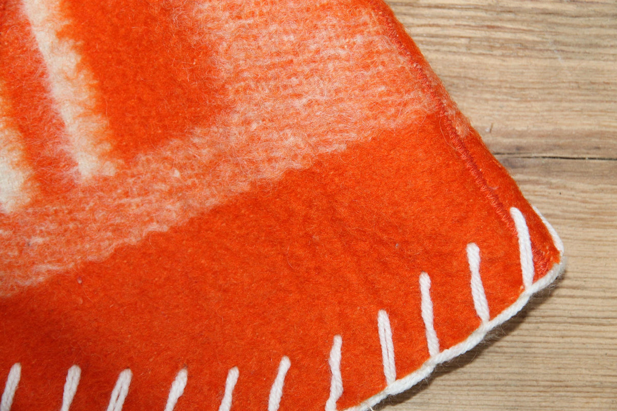 Vibrant Orange Eco-Friendly Wool Sauna Hat – Upcycled Artisan Protection