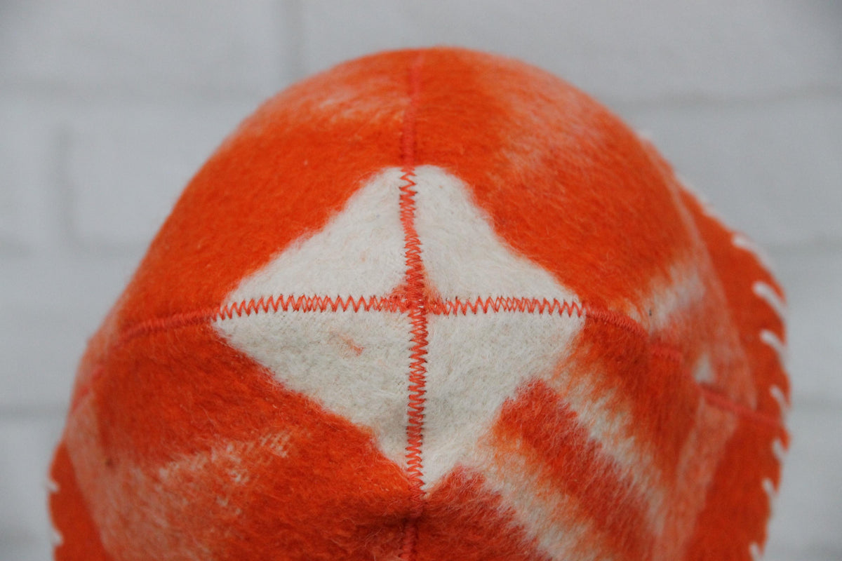 Vibrant Orange Eco-Friendly Wool Sauna Hat – Upcycled Artisan Protection