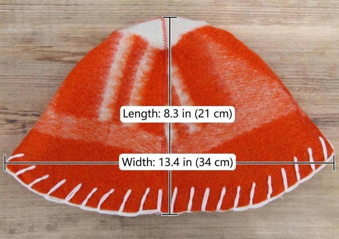 Vibrant Orange Eco-Friendly Wool Sauna Hat – Upcycled Artisan Protection