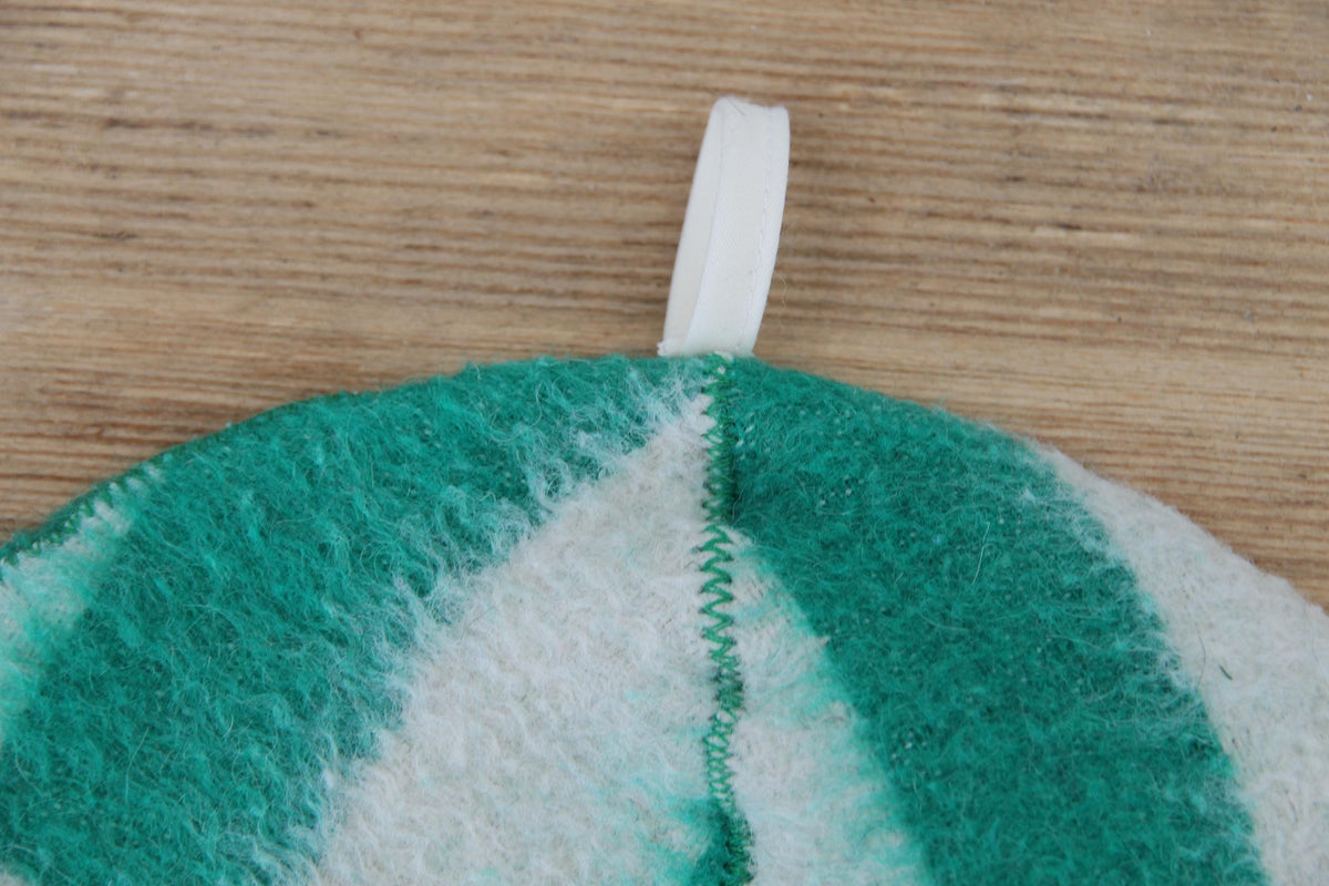 Wool Sauna Hat, Green White Checkered Felted Cap, Banya Spa Protection