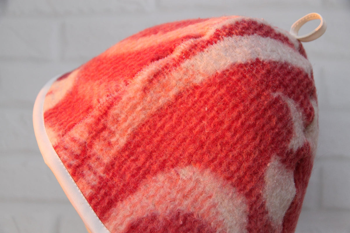Upcycled Wool Sauna Hat, Banya Cap, Reversible Bath Headwear, Sustainable Spa Accessory