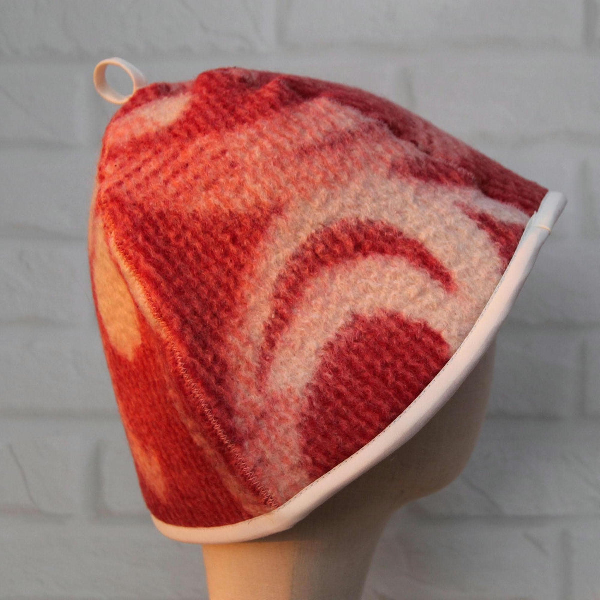 Upcycled Wool Sauna Hat, Banya Cap, Reversible Bath Headwear, Sustainable Spa Accessory