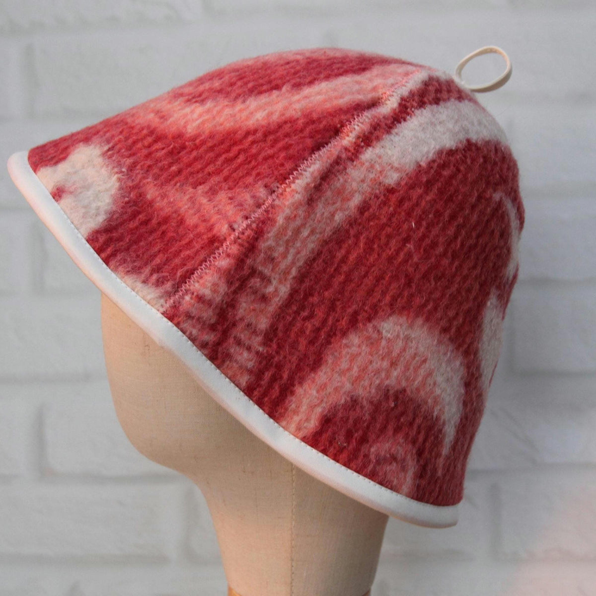 Upcycled Wool Sauna Hat, Banya Cap, Reversible Bath Headwear, Sustainable Spa Accessory