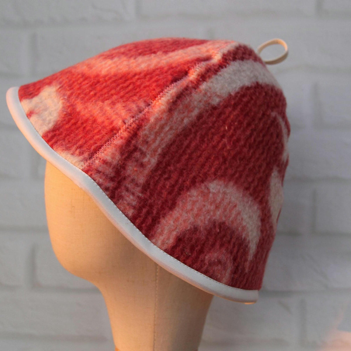 Upcycled Wool Sauna Hat, Banya Cap, Reversible Bath Headwear, Sustainable Spa Accessory
