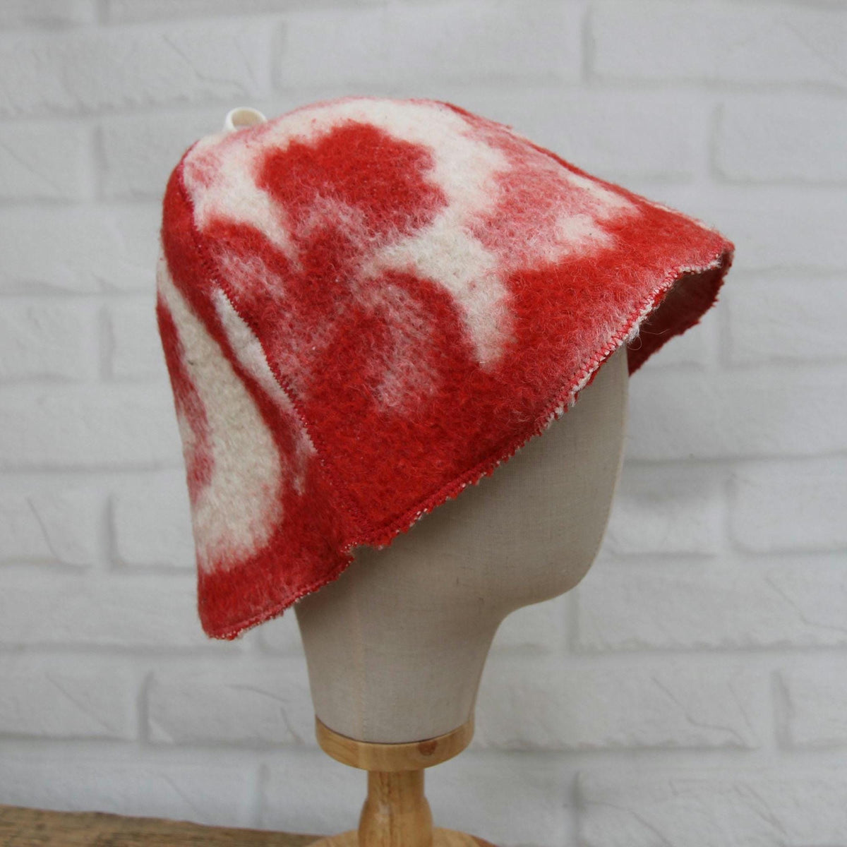 Upcycled Wool Sauna Hat, Vintage Blanket Banya Cap, Eco-Friendly Felted Bathing Headwear