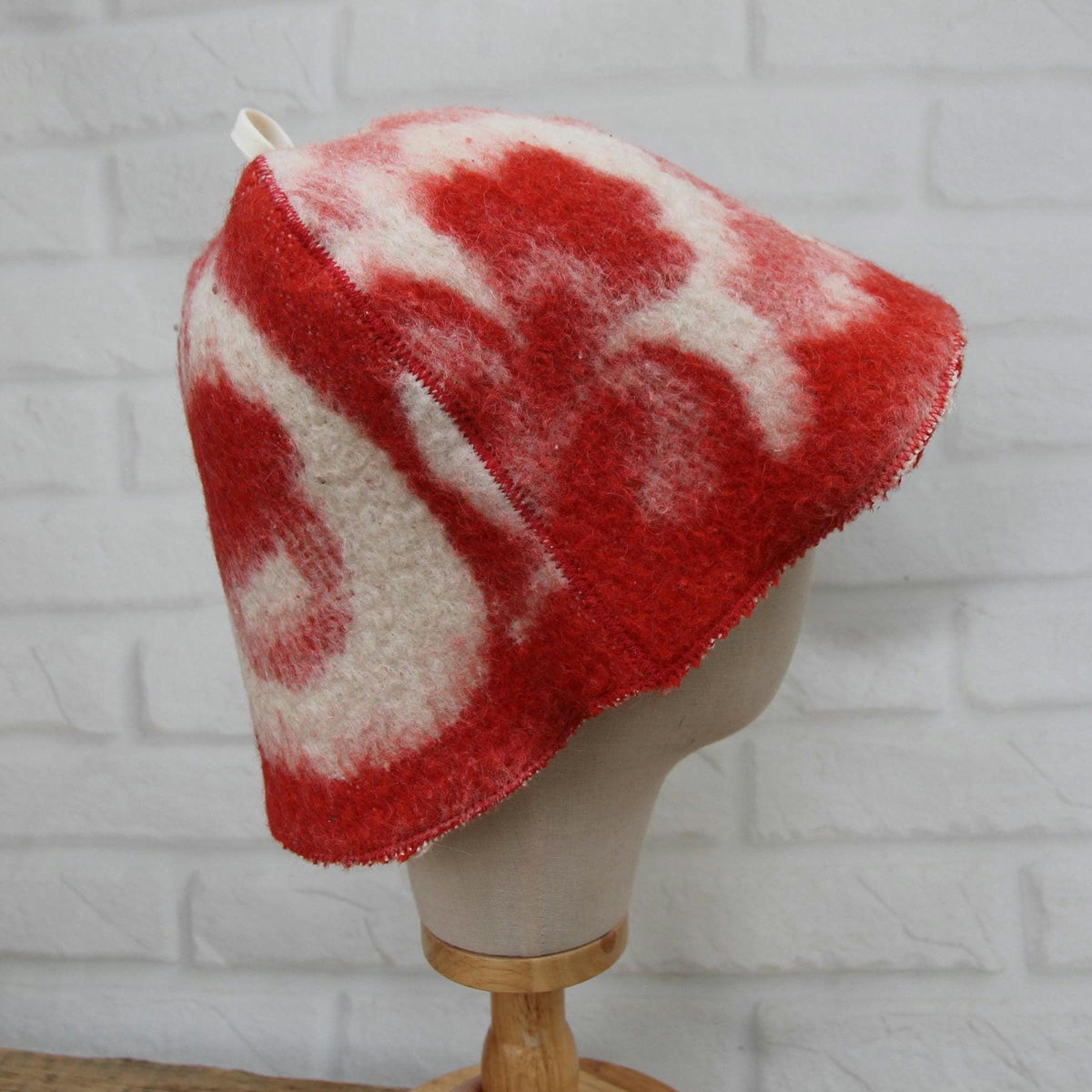 Upcycled Wool Sauna Hat, Vintage Blanket Banya Cap, Eco-Friendly Felted Bathing Headwear