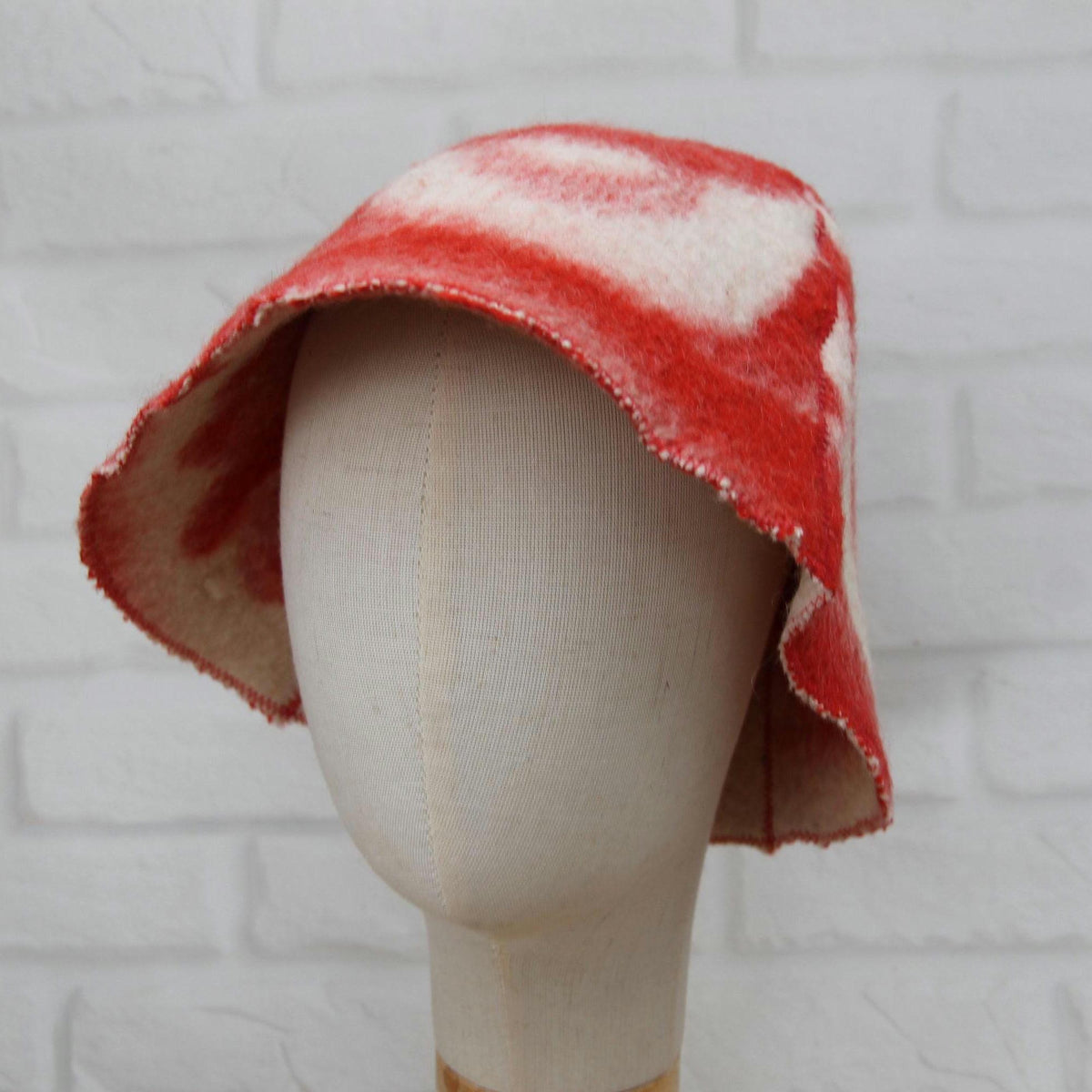 Upcycled Wool Sauna Hat, Vintage Blanket Banya Cap, Eco-Friendly Felted Bathing Headwear