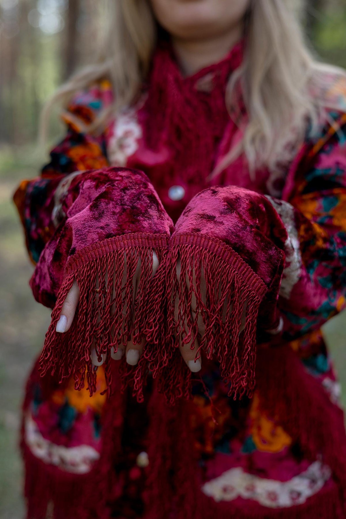 Upcycled Vintage Blanket Jacket • Colorful Boho Fringe Coat (M L)