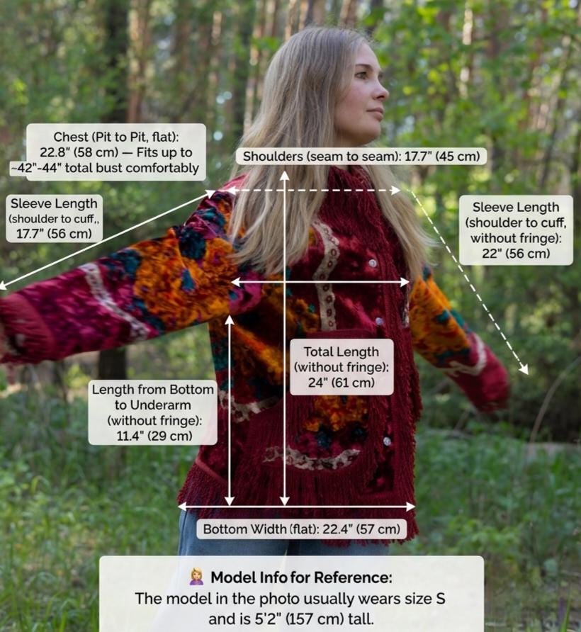 Upcycled Vintage Blanket Jacket • Colorful Boho Fringe Coat (M L)