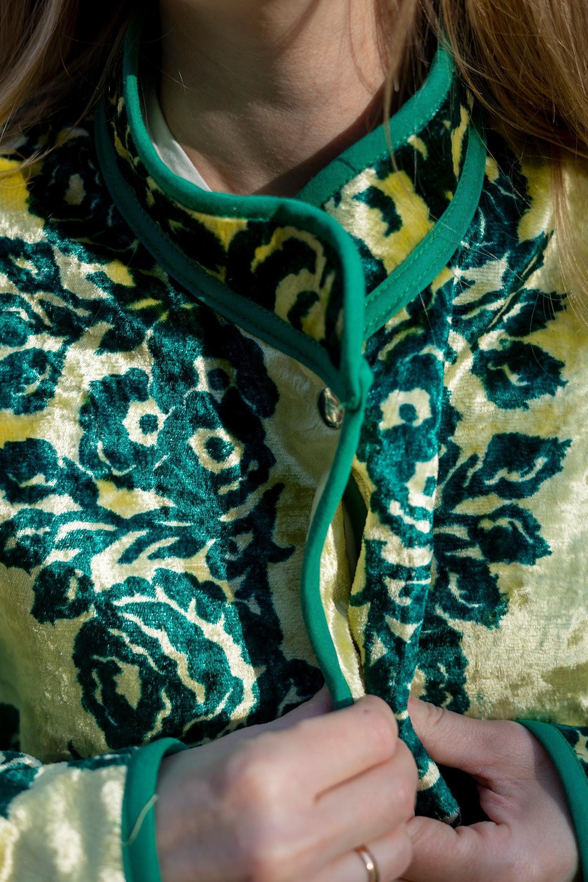 Upcycled Velour Floral Bomber Jacket, Vintage Quilted Oversized M-L, Festival Style