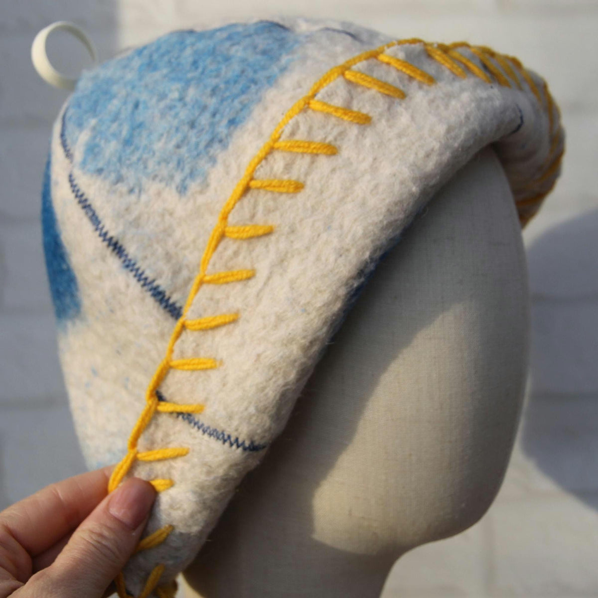 Reversible Wool Sauna Hat , Upcycled Vintage Blanket , Handcrafted Protection for Banya Spa