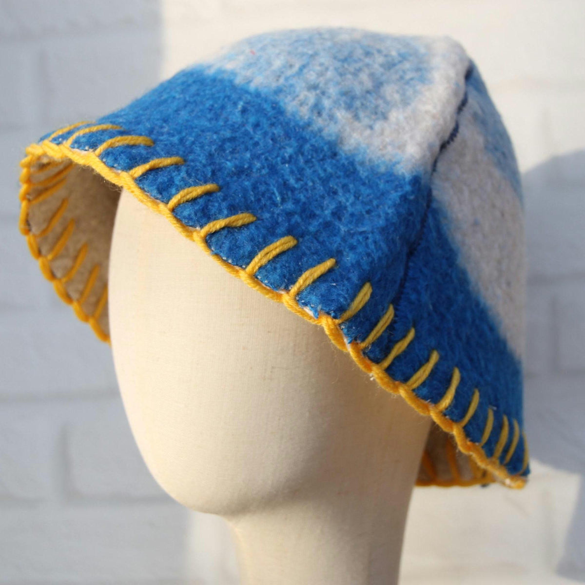 Reversible Wool Sauna Hat , Upcycled Vintage Blanket , Handcrafted Protection for Banya Spa