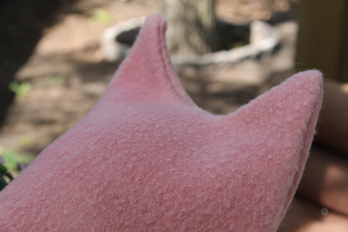 Pink Wool Cat Ears Sauna Hat, Banya Steam Room Protection Cap