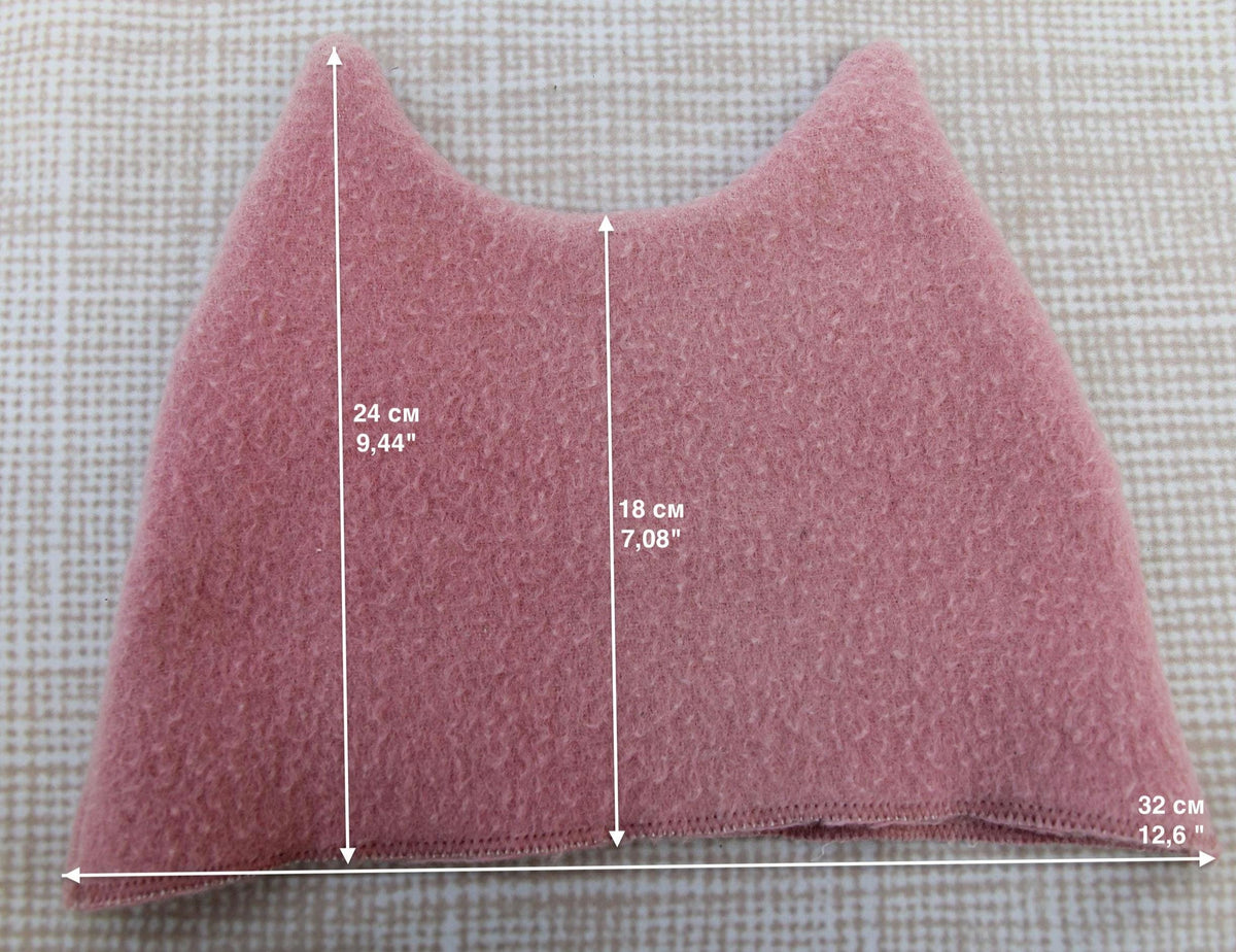 Pink Wool Cat Ears Sauna Hat, Banya Steam Room Protection Cap