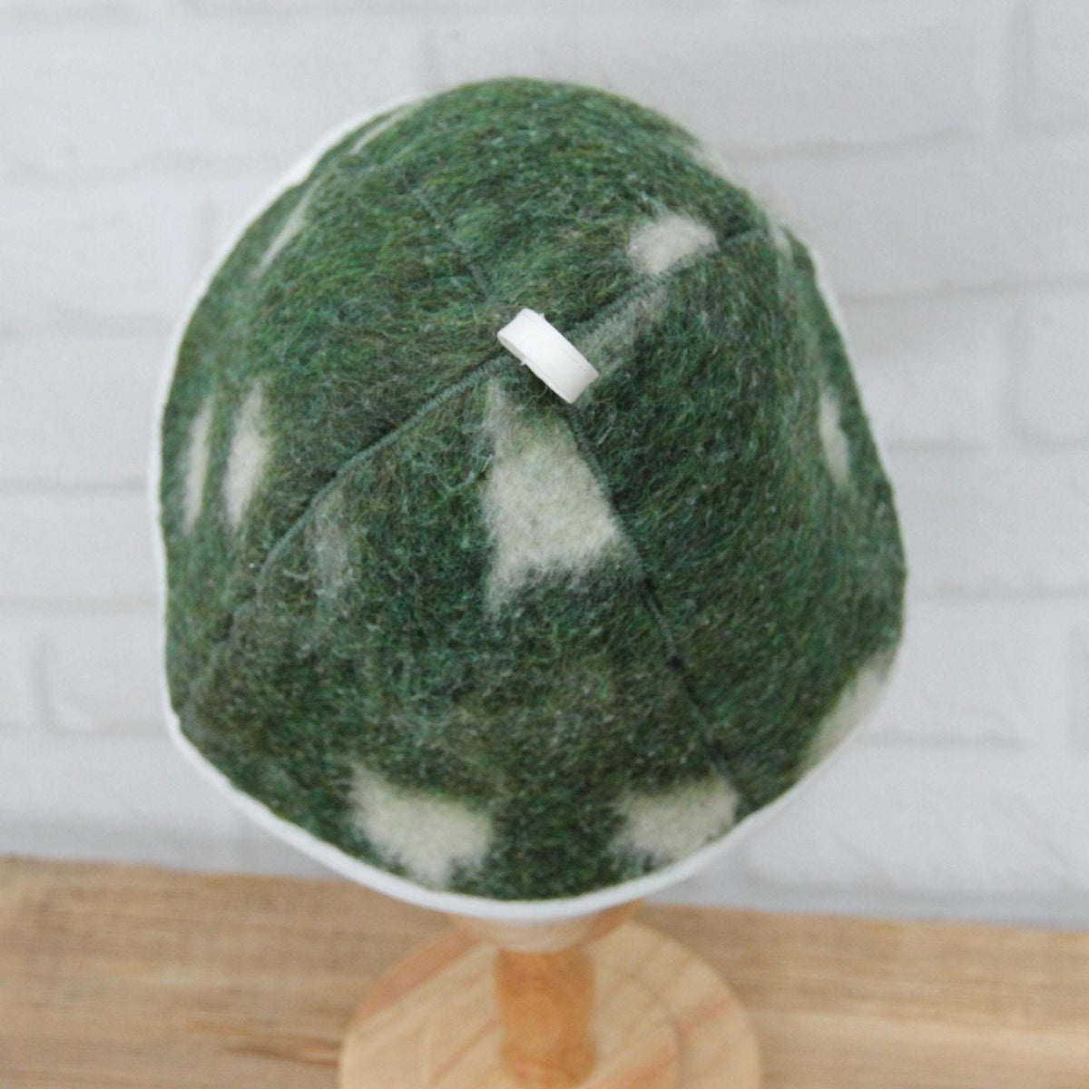 Upcycled Wool Sauna Hat – Green Floral Banya Cap, Eco-Friendly Accessory