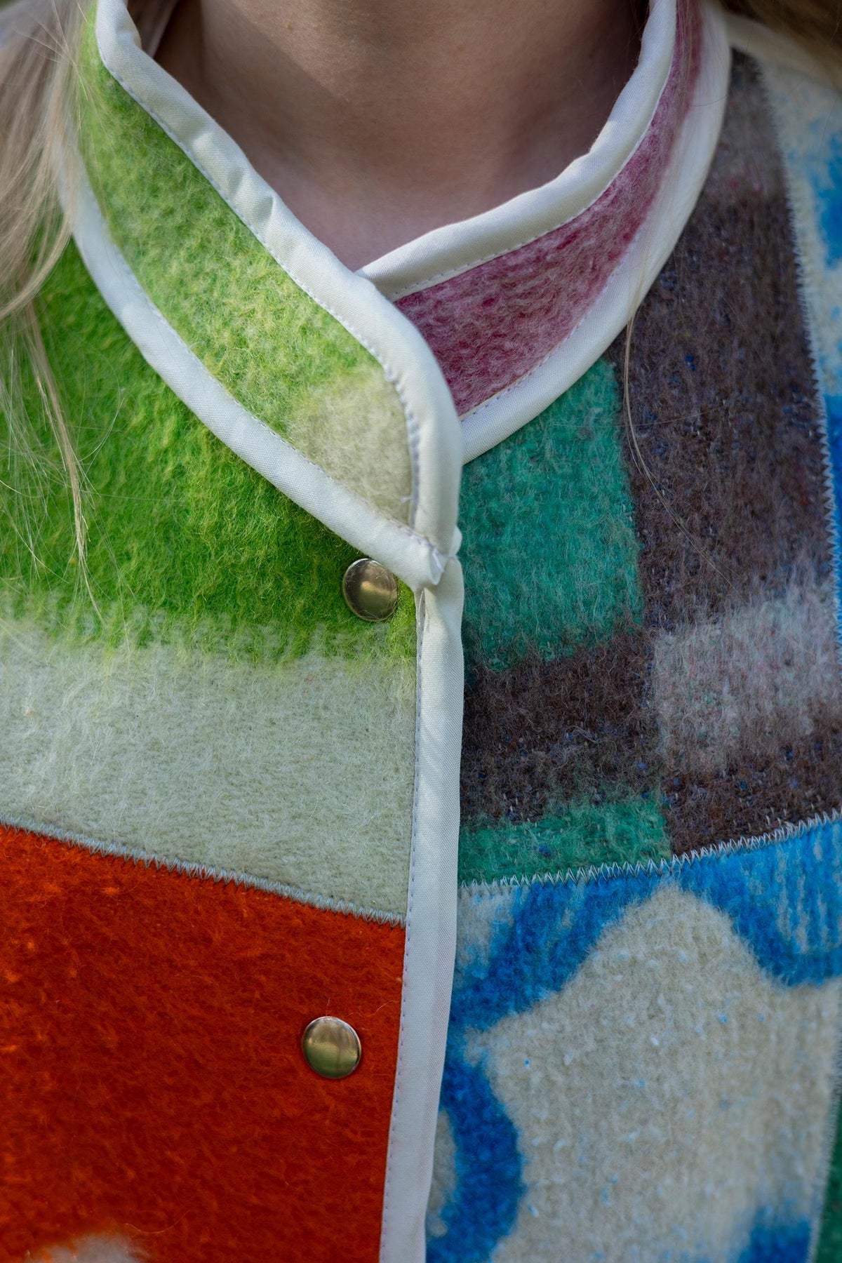 Upcycled Wool Blanket Patchwork Vest, Oversized Quilted Waistcoat with Pockets