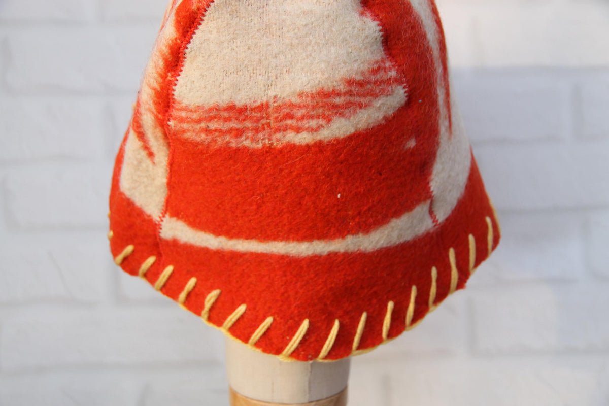 Reversible Upcycled Wool Blanket Sauna Hat, Handmade Banya Cap, Heat Protection, Eco-Friendly Spa