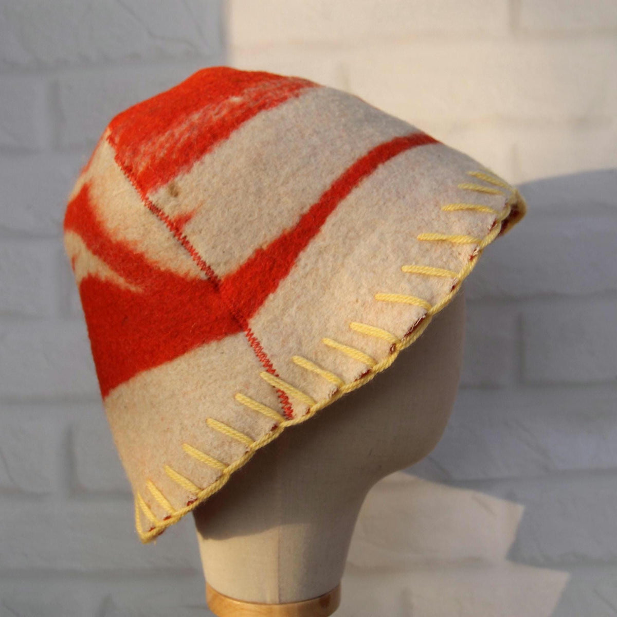 Reversible Upcycled Wool Blanket Sauna Hat, Handmade Banya Cap, Heat Protection, Eco-Friendly Spa