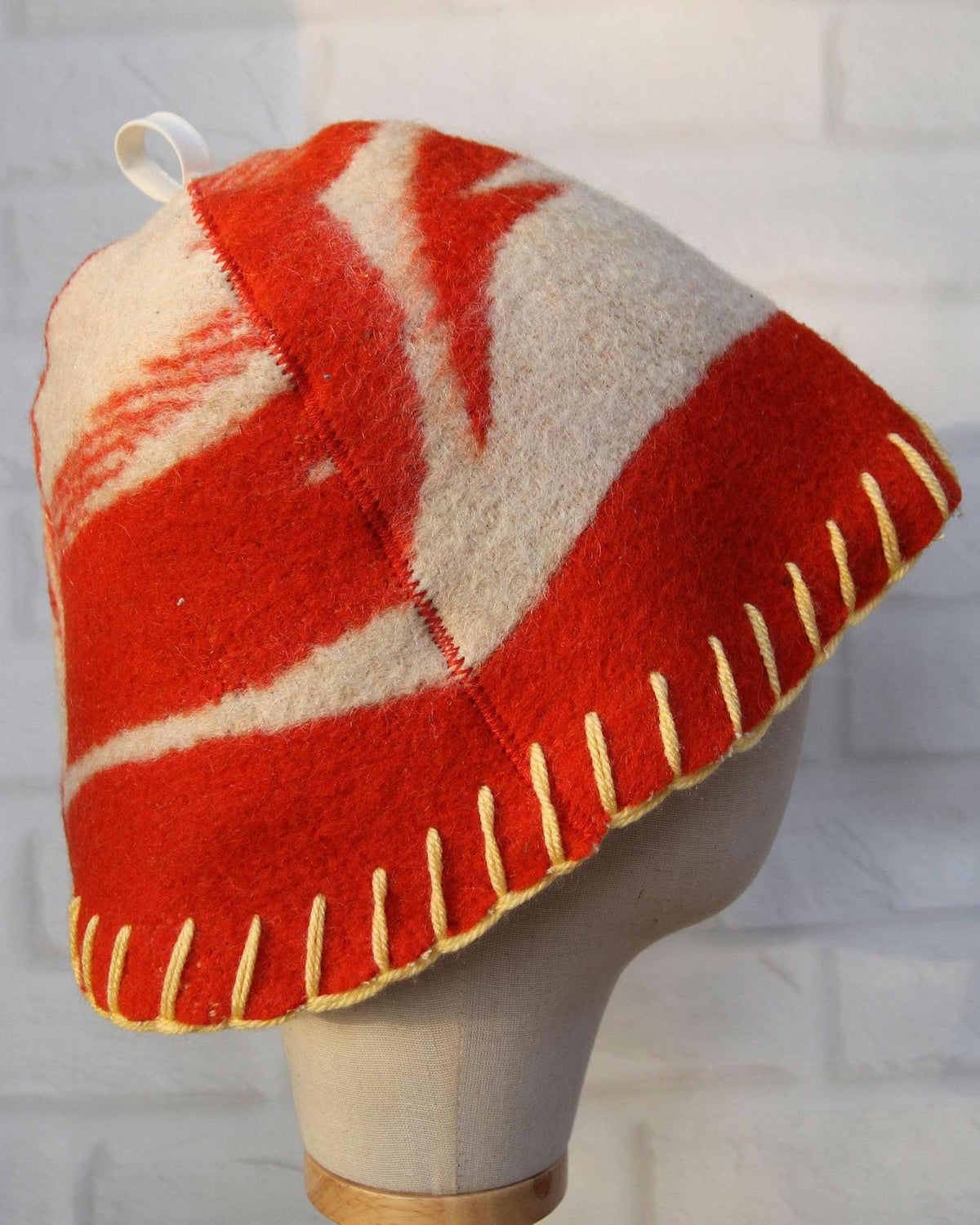 Reversible Upcycled Wool Blanket Sauna Hat, Handmade Banya Cap, Heat Protection, Eco-Friendly Spa