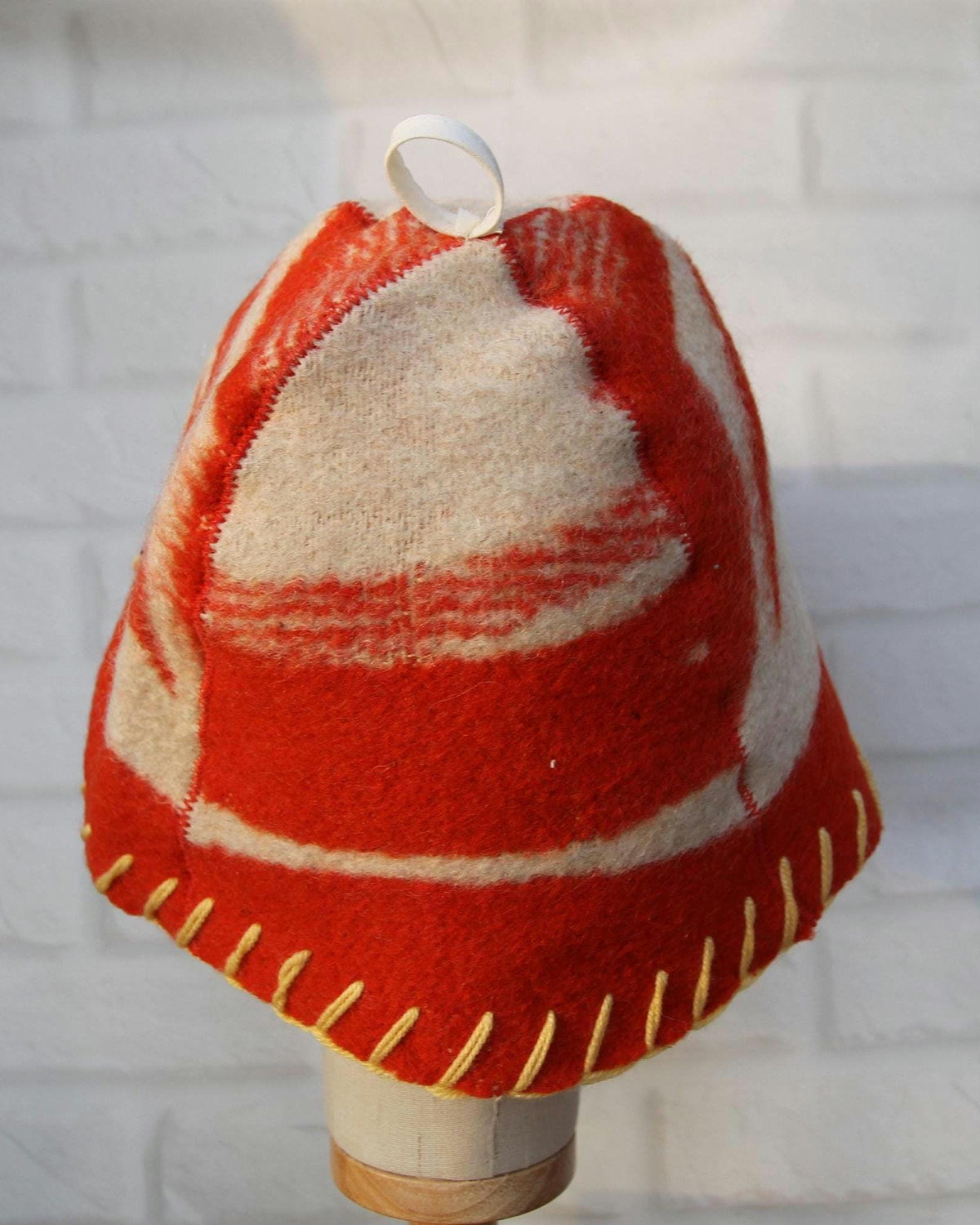 Reversible Upcycled Wool Blanket Sauna Hat, Handmade Banya Cap, Heat Protection, Eco-Friendly Spa