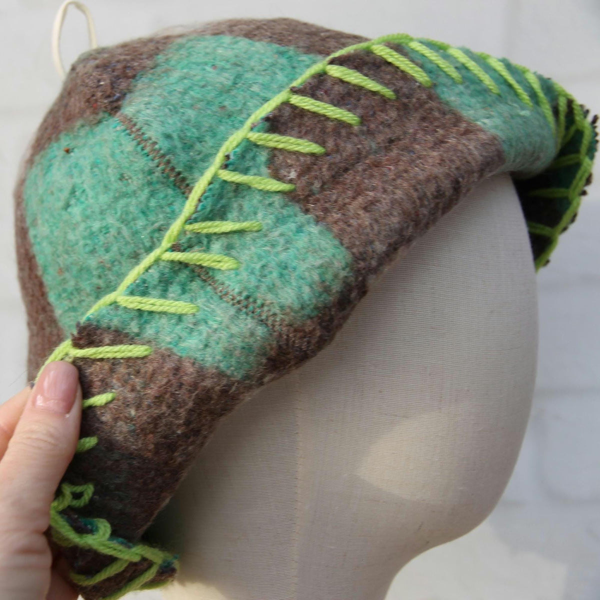 Upcycled Wool Sauna Hat, Plaid Banya Cap, Eco-Friendly Headwear, Sauna Lover Gift