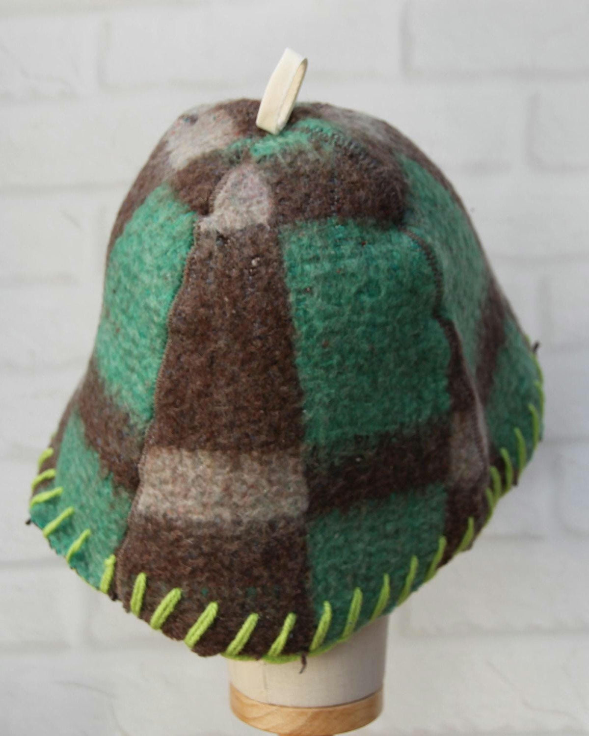 Upcycled Wool Sauna Hat, Plaid Banya Cap, Eco-Friendly Headwear, Sauna Lover Gift