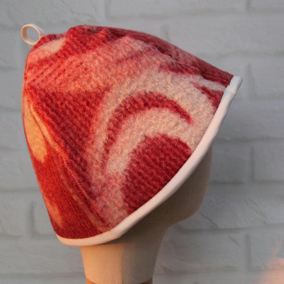 Upcycled Wool Sauna Hat, Banya Cap, Reversible Bath Headwear, Sustainable Spa Accessory