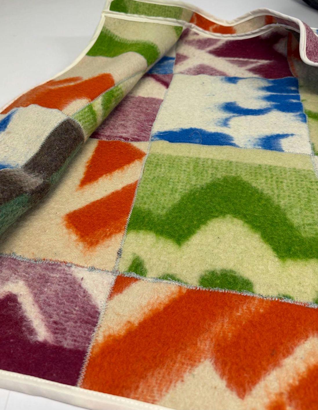Upcycled Wool Blanket Patchwork Vest, Oversized Quilted Waistcoat with Pockets
