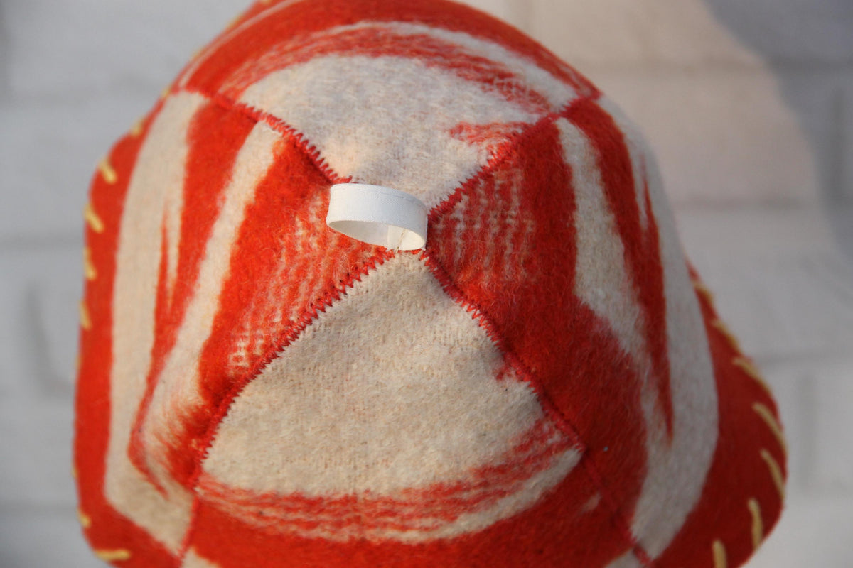 Reversible Upcycled Wool Blanket Sauna Hat, Handmade Banya Cap, Heat Protection, Eco-Friendly Spa