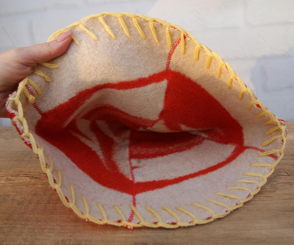 Reversible Upcycled Wool Blanket Sauna Hat, Handmade Banya Cap, Heat Protection, Eco-Friendly Spa